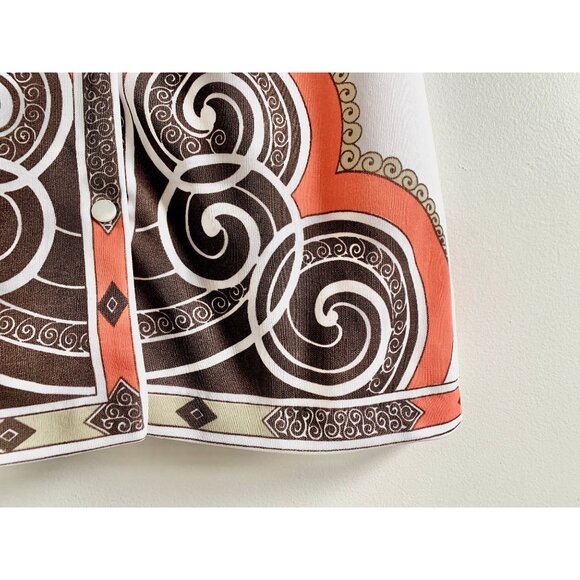 Vintage 70s Sleeveless Mod Top | Abstract Diamond Print | Size S - Picture 3 of 5